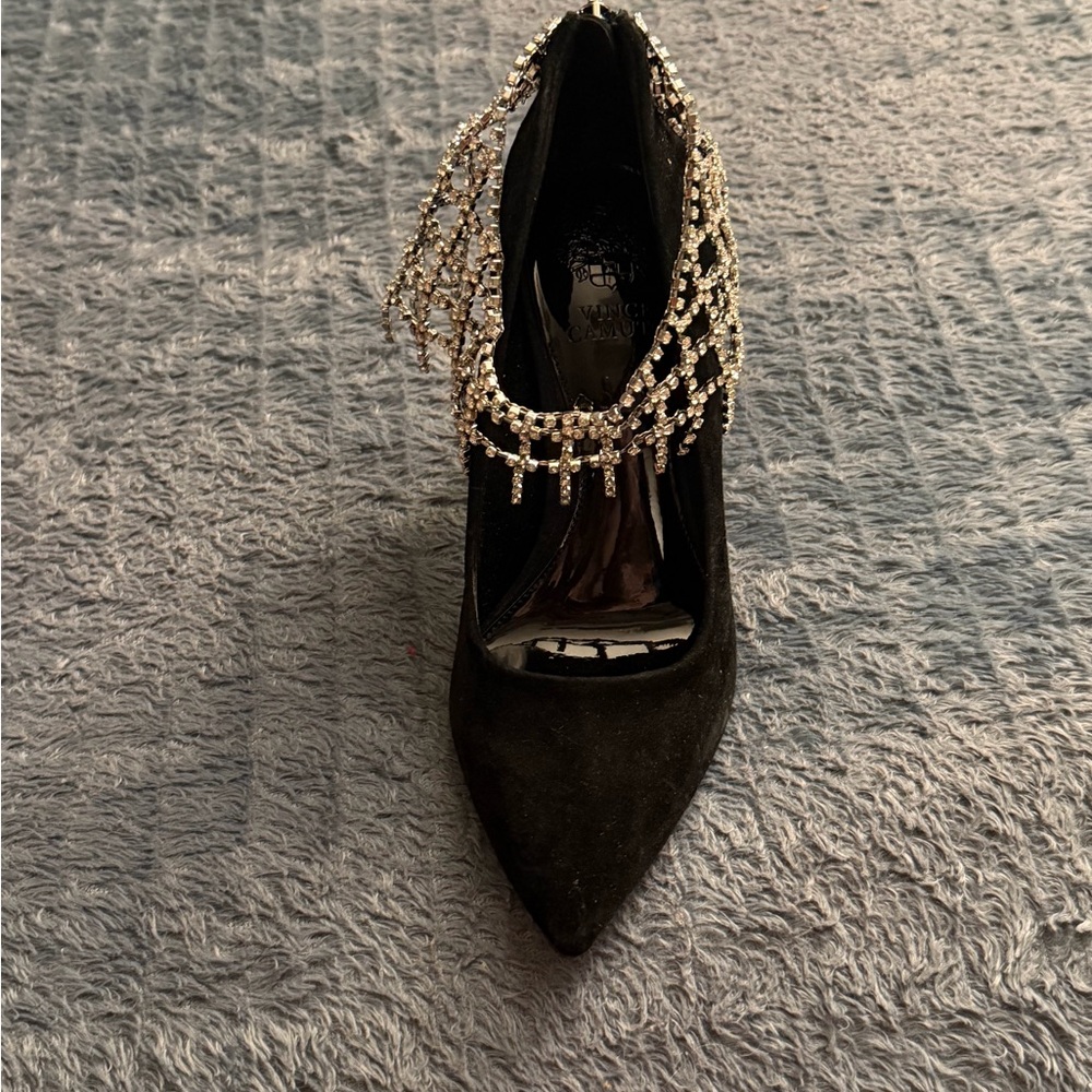 Vince Camuto: Elegant Black Stiletto Heels with Rhinestone Detailing